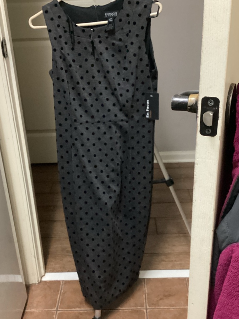 Enfocus Studio Black and Gray Polka Dot Dress